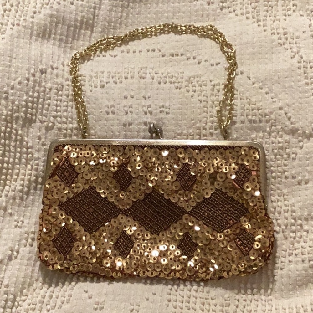 Vintage Walborg clutch gold sequined beaded